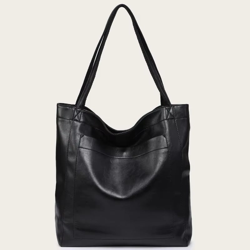 Large Capacity Retro Faux Leather Tote Shoulder Bag for Women Casual Versatile Handbag and Purse
