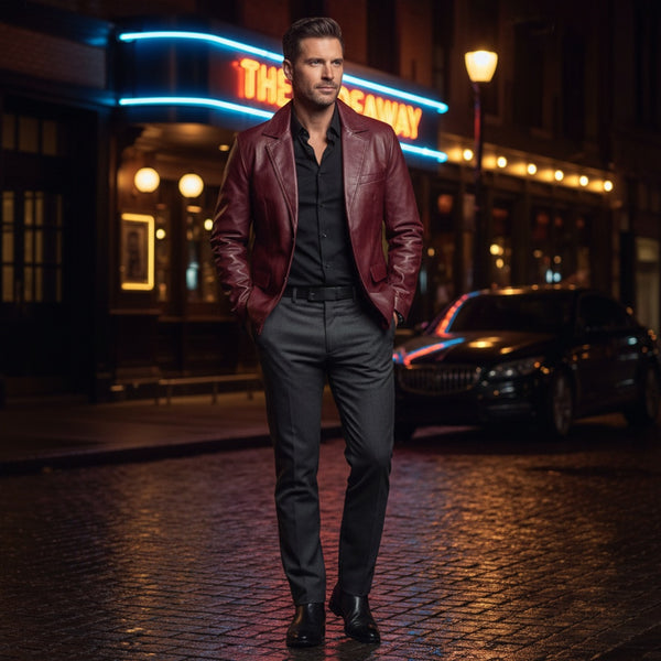 Men's Vintage Motorcycle PU Leather Jacket with Button Pocket Design