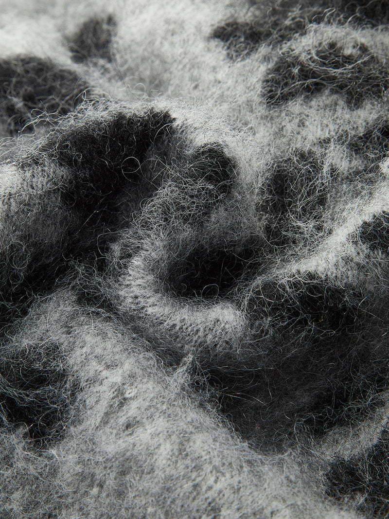 Wool-Blend Leopard Fuzzy Sweater