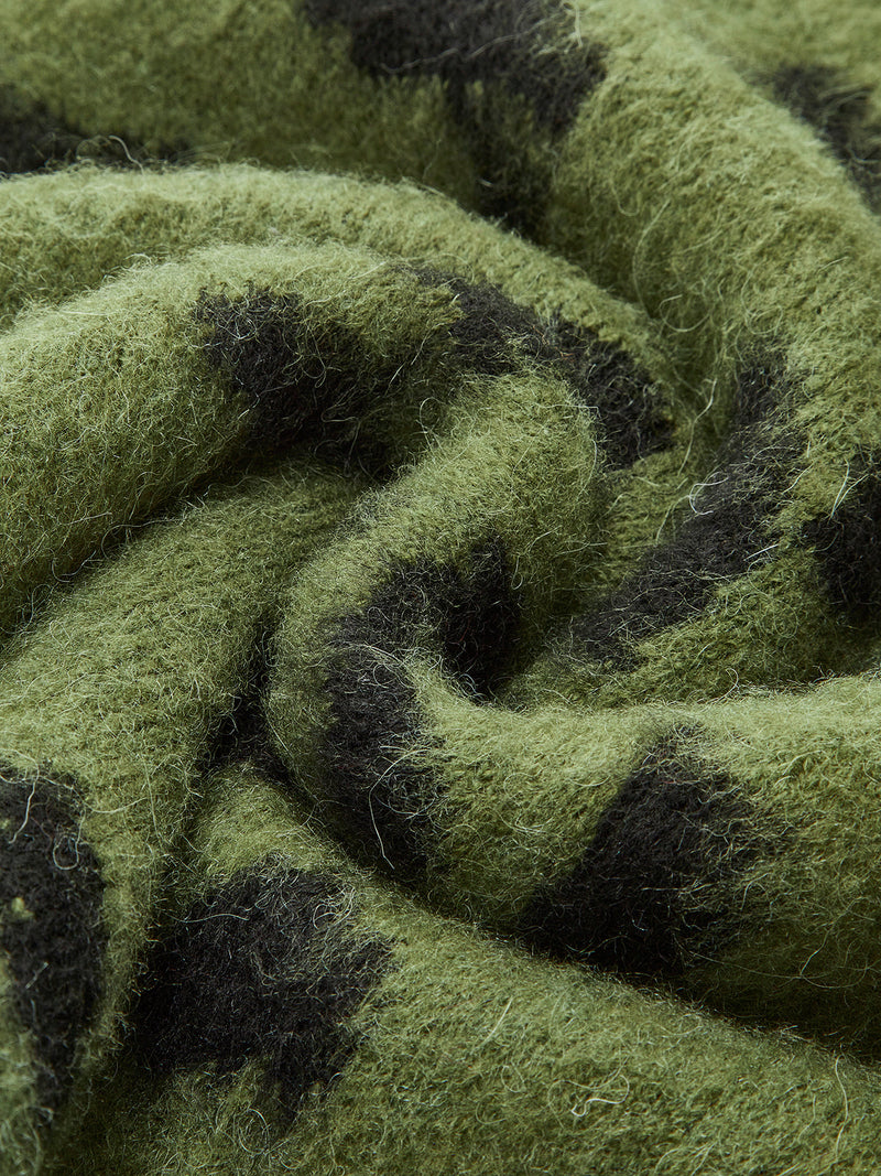 Wool-Blend Leopard Fuzzy Sweater
